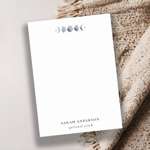 Simple Grey Lunar Celestial Moon Phase Watercolor Note Card