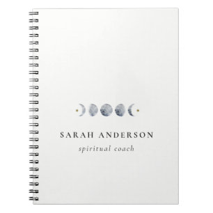 Simple Grey Lunar Celestial Moon Phase Watercolor Notebook