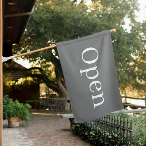Simple Grey Open Sign Restaurant House Flag