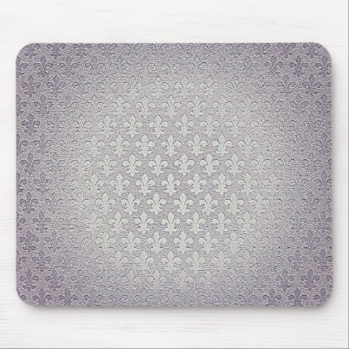 Simple grey silver grunge fleur de lis mouse pad
