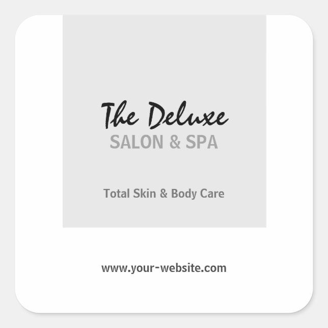 Simple Grey Square Spa Square Sticker (Front)