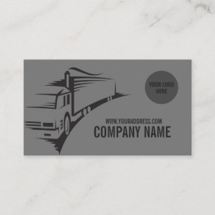 Simple Grey Trailer Truck Business Card