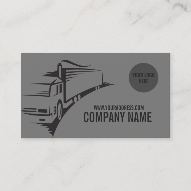 Simple Grey Trailer Truck Business Card (Front)
