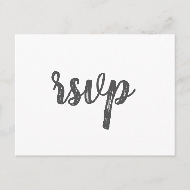 Simple grey wedding rsvp postcards (Front)
