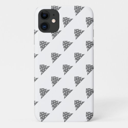 Simple Grey White Christmas Tree Pattern iPhone 11 Case