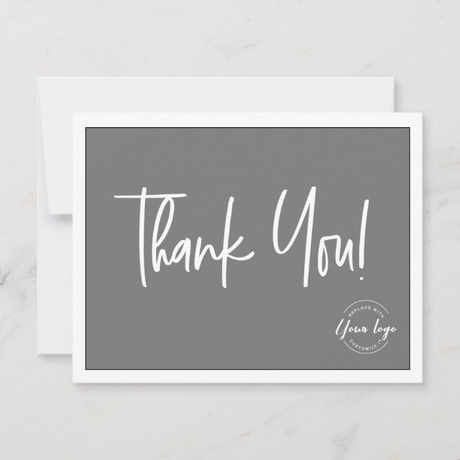 Simple Grey White Company Logo Social Thank You  (Front)