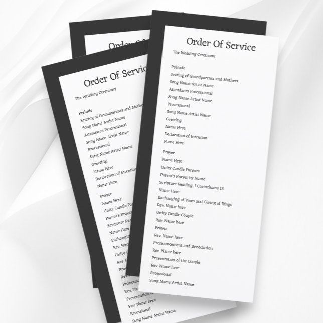 Simple Grey White Order of Service Wedding Card (Simple Grey White Order of Service Wedding Cards from Ricaso. Easy add your own text details)