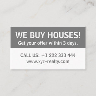 Simple Grey White Real Estate Investor Business Card