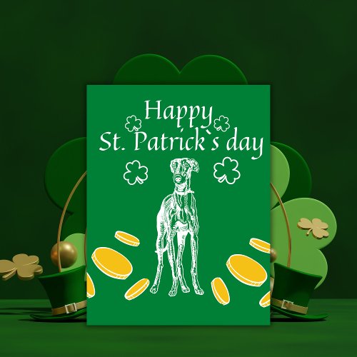 Simple Greyhound illustration Happy St Patrick Holiday Postcard