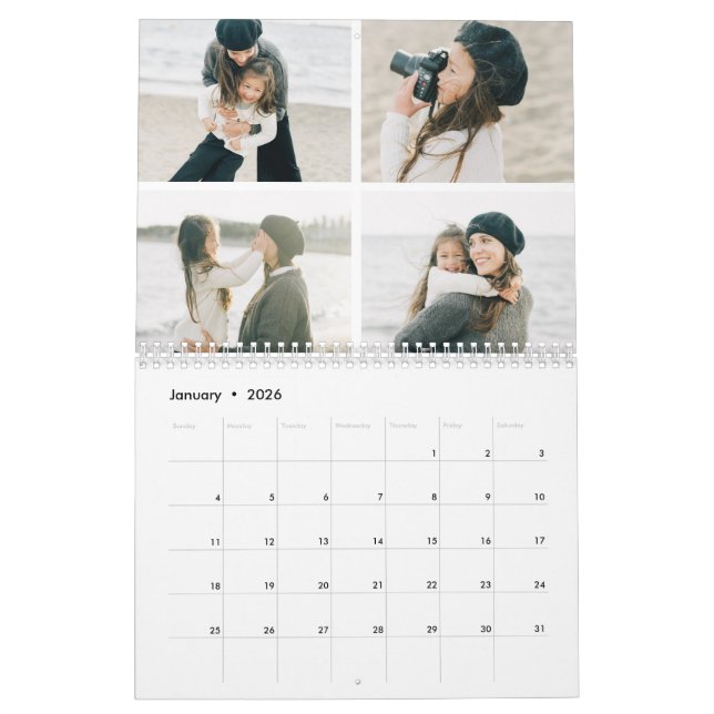 Simple Grid Of Four (48 Photos) Custom Calendar (Jan 2026)