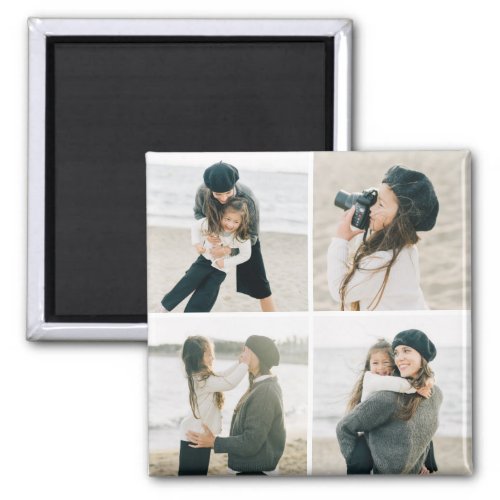Simple Grid Of Four Personalized Photo Magnet