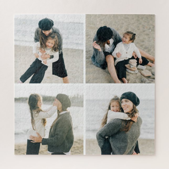 Simple Grid Of Four Personalized Photo Puzzle (Vertical)