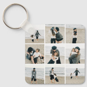 Simple Grid Of Nine Custom Color Photo Keychain