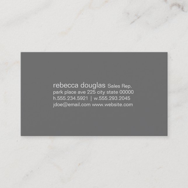 Simple Grid Text (grey background) Business Card (Front)