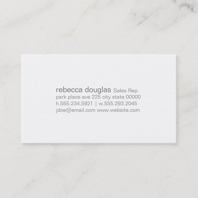 Simple Grid Text (grey) Business Card (Front)
