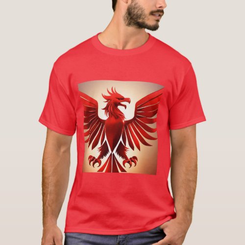 simple griffon symbol logo rich red to bright red T_Shirt
