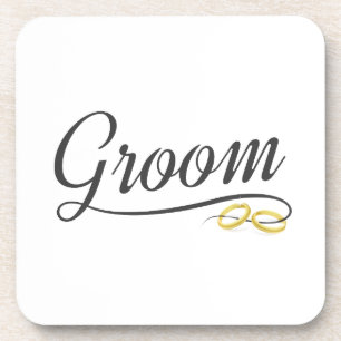 Simple Groom Floral Wedding Calligraphy Coaster