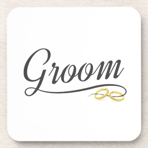 Simple Groom Floral Wedding Calligraphy  Coaster