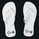 Simple Groom Floral Wedding Calligraphy Flip Flops<br><div class="desc">For further customization, please click the "Customize" button and use our design tool to modify this template. If the options are available, you may change text and image by simply clicking on "Edit/Remove Text or Image Here" and add your own. If you wish to have this design added to a...</div>