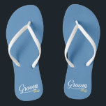 Simple Groom Floral Wedding Calligraphy Flip Flops<br><div class="desc">For further customization, please click the "Customize" button and use our design tool to modify this template. If the options are available, you may change text and image by simply clicking on "Edit/Remove Text or Image Here" and add your own. If you wish to have this design added to a...</div>