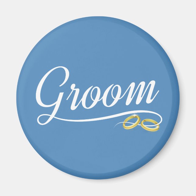 Simple Groom Floral Wedding Calligraphy | Magnet (Front)