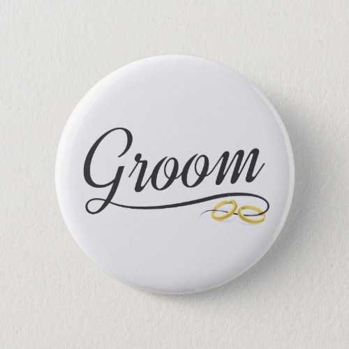 Simple Groom Floral Wedding Calligraphy Pin Button