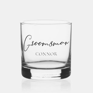 Simple Groomsman Customizable Bachelor Party Whiskey Glass