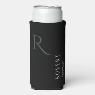 Simple Groomsman Monogram Name Wedding Seltzer Can Cooler