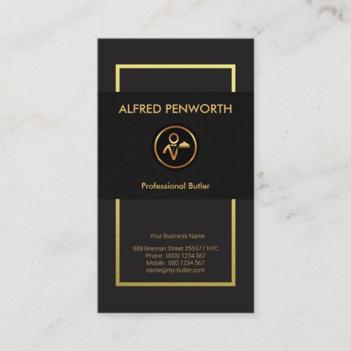 Simple Grunge Gold Lines Professional Butler Business Card