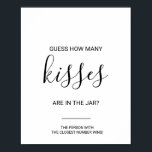 Simple Guess How Many Kisses Bridal Shower Game Poster<br><div class="desc">This simple guess how many kisses bridal shower game poster is perfect for an elegant bridal shower. The design features a beautiful calligraphy font in a gray background to embellish your event.</div>