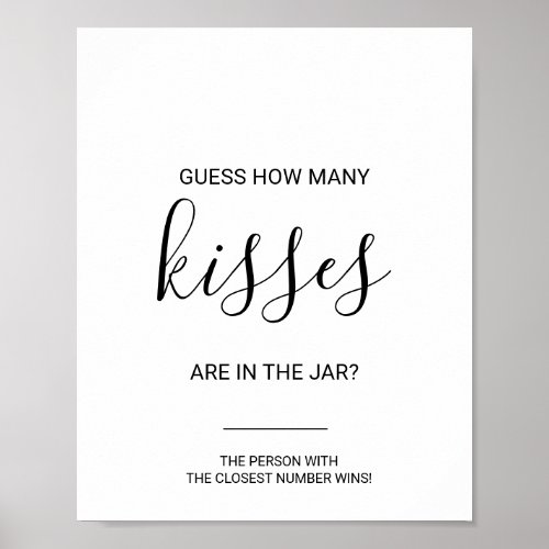Simple Guess How Many Kisses Bridal Shower Game Poster