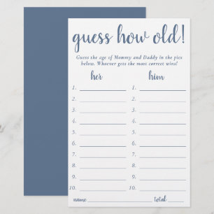 Simple Guess How Old   Dusty Blue Photo Game Card