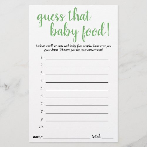 Simple Guess the Baby Food  Neo_Mint Game Card