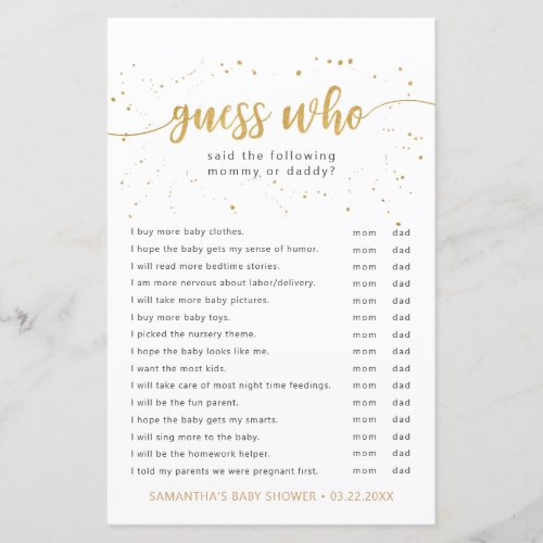 Simple Guess Who baby shower game