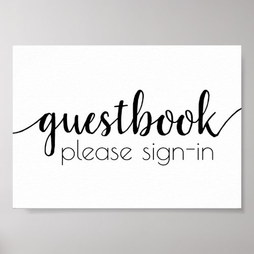 Simple Guestbook  Black Script Any Event Sign