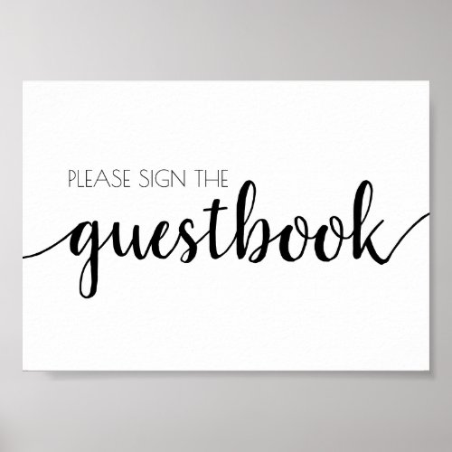 Simple Guestbook  Black Script Any Event Sign