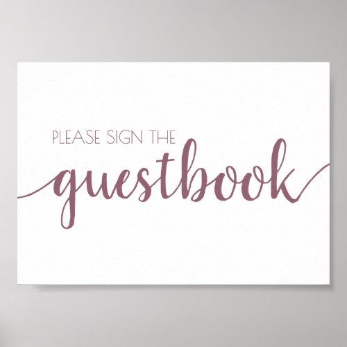 Simple Guestbook  Dusty Mauve Pink Any Event Sign
