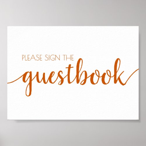 Simple Guestbook  Fall Orange Any Event Sign