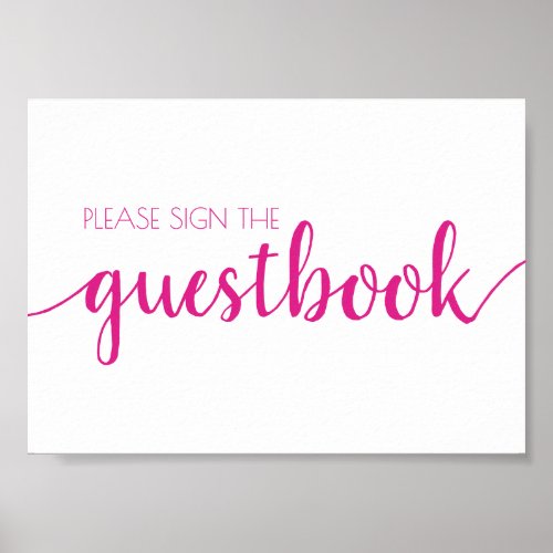 Simple Guestbook  Hot Pink Any Event Sign