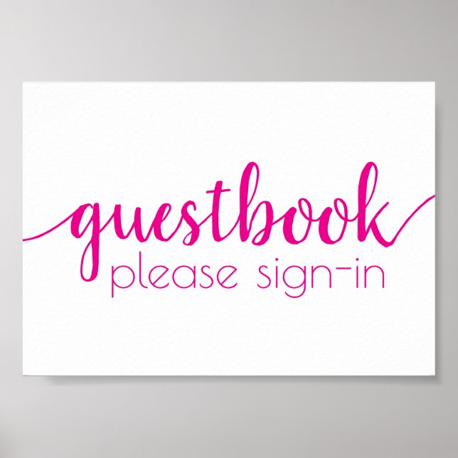 Simple Guestbook | Hot Pink Any Event Sign (Front)