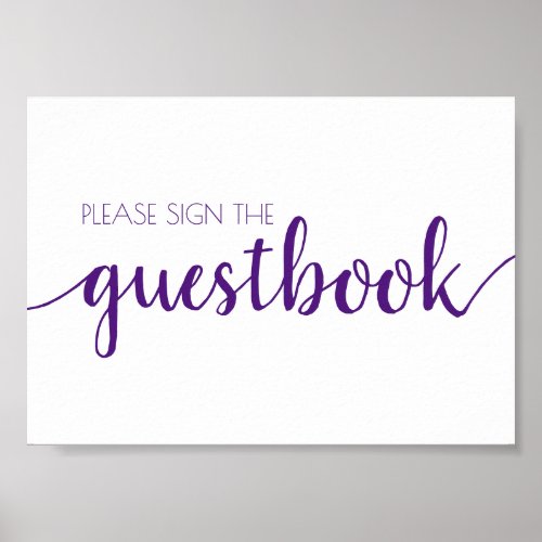 Simple Guestbook  Royal Purple Any Event Sign