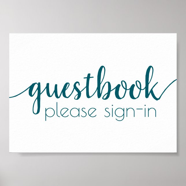 Simple Guestbook | Teal Aqua Any Event Sign (Front)