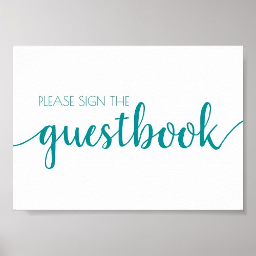 Simple Guestbook  Teal Aqua Any Event Sign