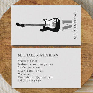 Simple Guitar Music Teacher Professional Musician Business Card