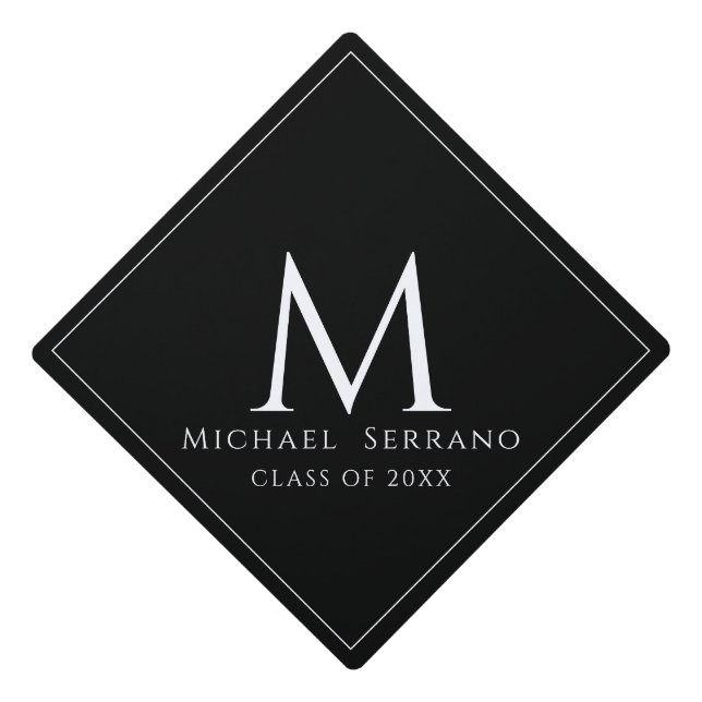 Simple Guy Black Typography Graduation Cap Topper (Front)