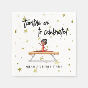 Simple Gymnastics Balance Beam Girl Birthday Napkins