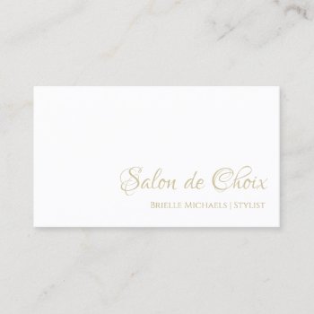 Simple Hair And Beauty Salon Elegant Gold Script Business Card by GirlyBusinessCards at Zazzle