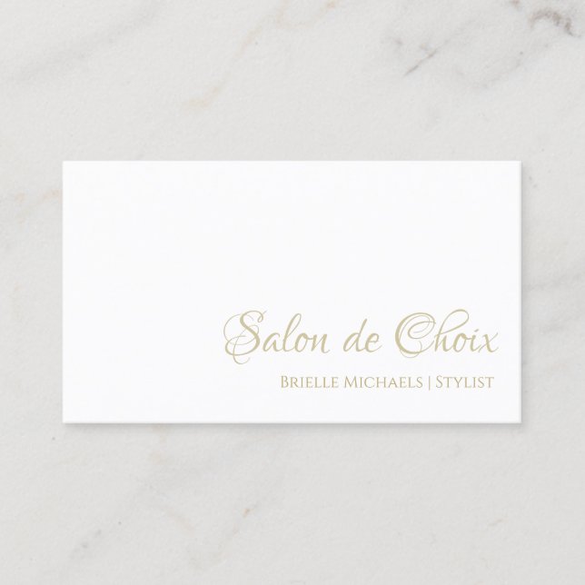 Simple Hair and Beauty Salon Elegant Gold Script Business Card (Front)