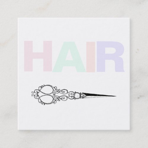  Simple HAIR Pastels Minimal Antique Scissors Square Business Card