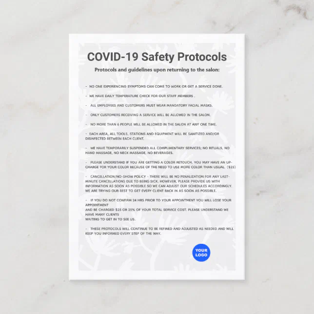 Simple Hair Salon COVID19 Safety Protocol Business Card Zazzle